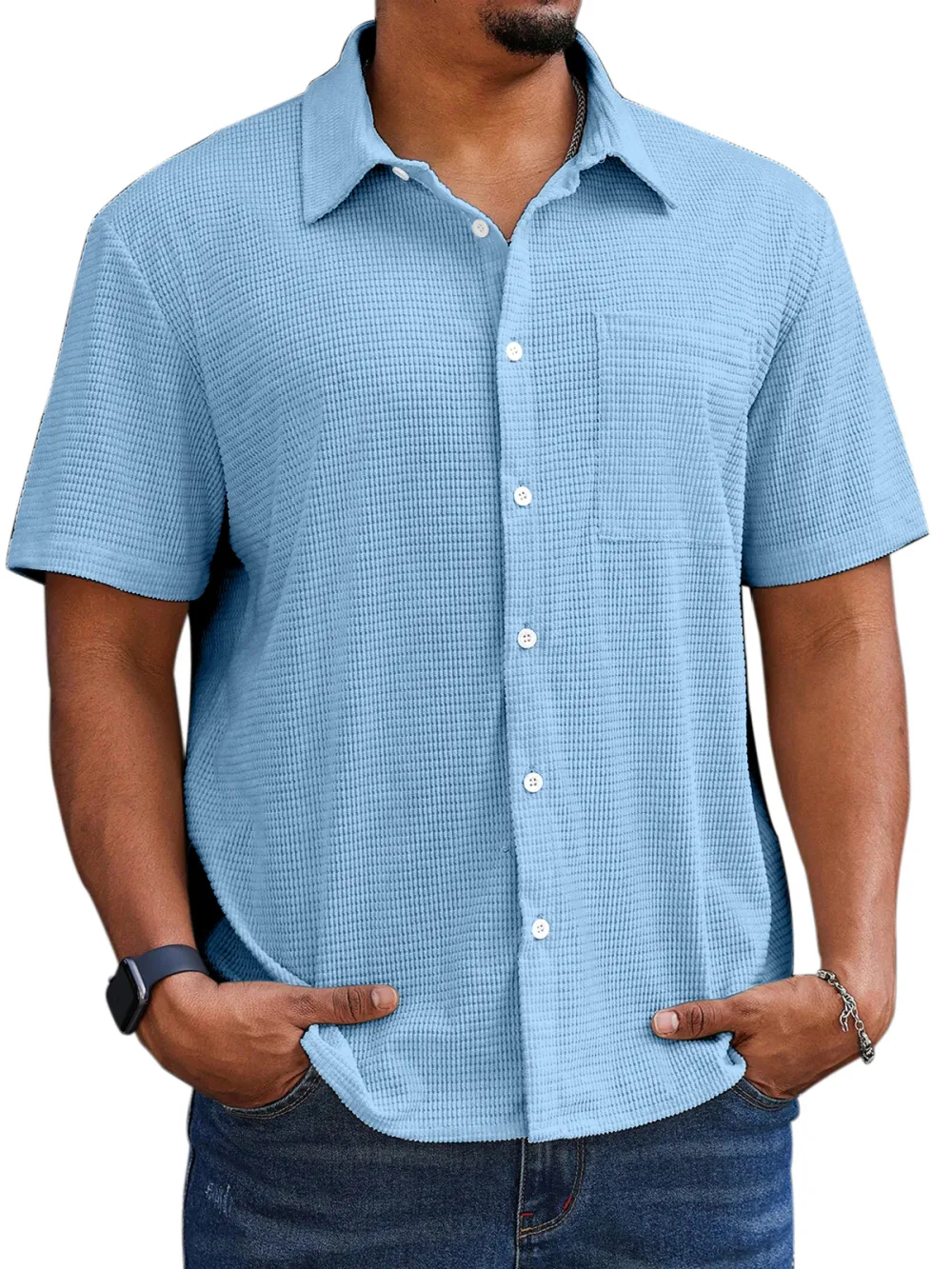 Textured Knit Short Sleeve Shirt