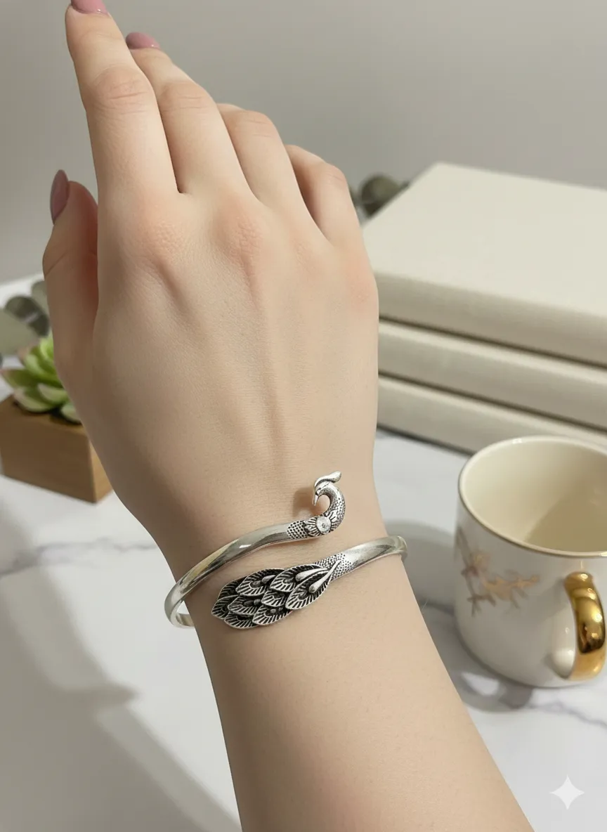 Royal Peacock Cuff Bangles Adjustable