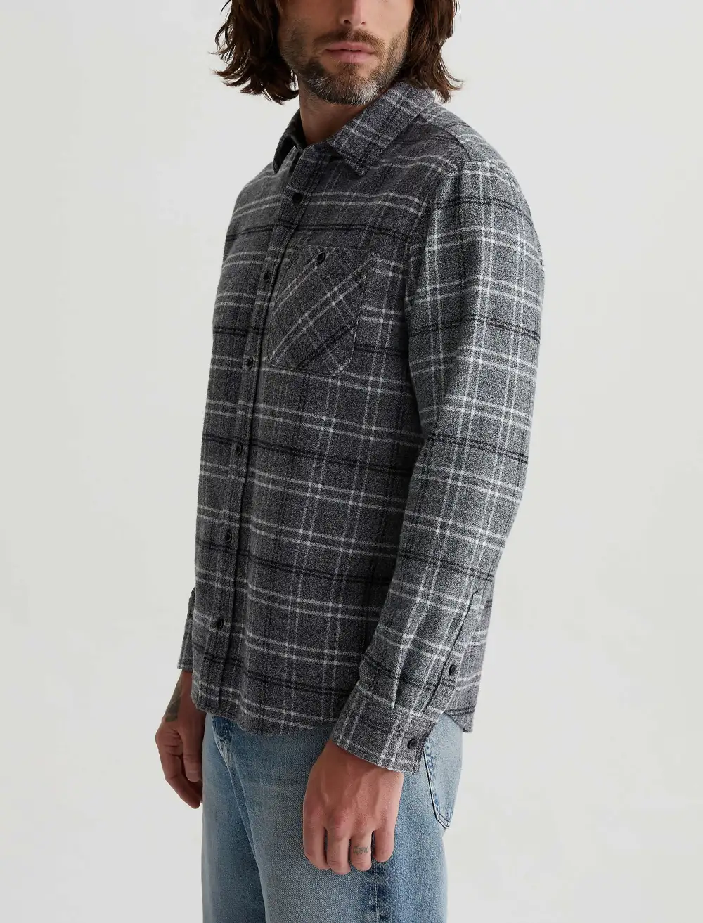 Men's Point Collar Button-Up Shirt