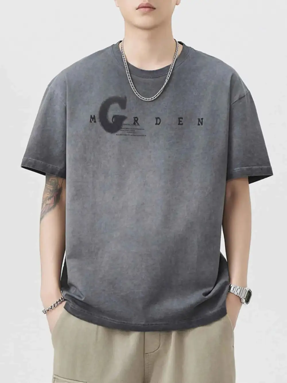 Soft Touch Letter Round Neck Short Sleeve T-Shirt