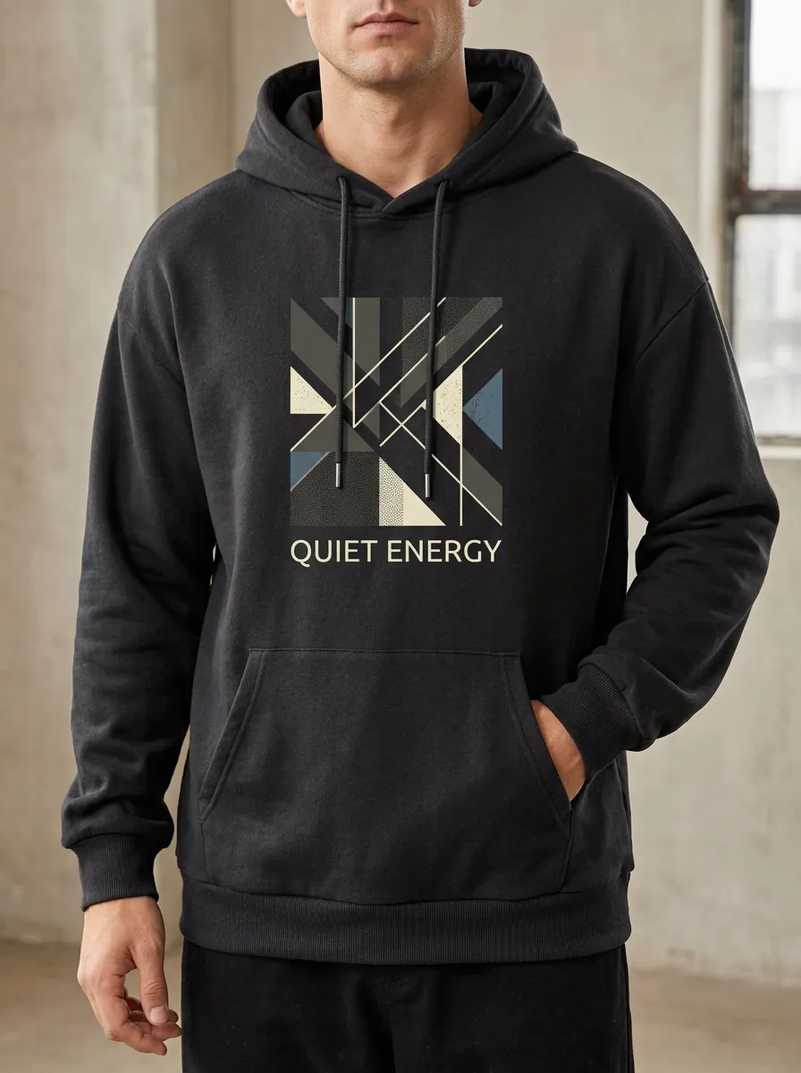 Men's Modern Quiet Energy Geometric Abstract Print Hoodie