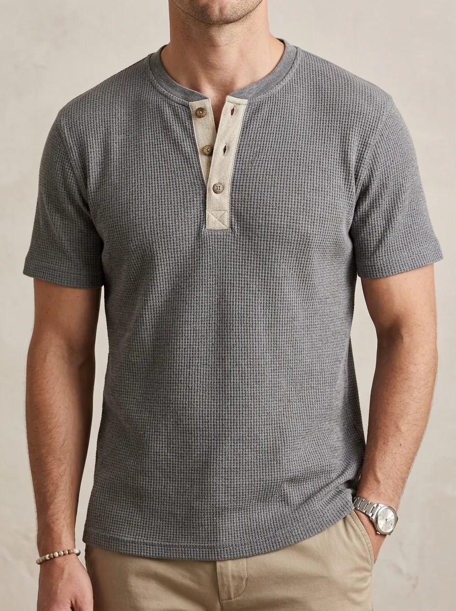 Modern Smooth Men's Short-Sleeve Henley Shirt