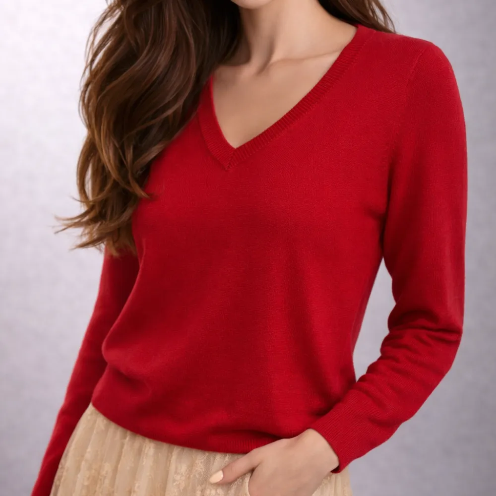 Deep V Merino V Neck Pullover
