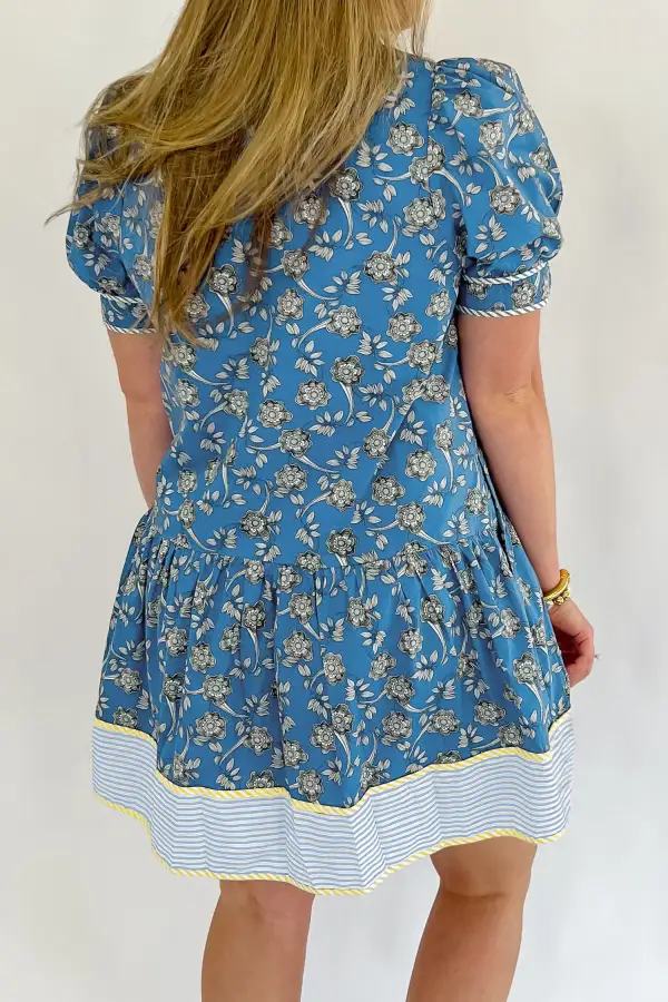 Floral Striped Button Front Dress Casual