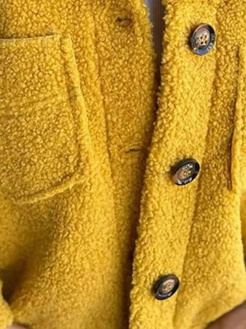 Plus Size Single Breasted Sherpa Shacket
