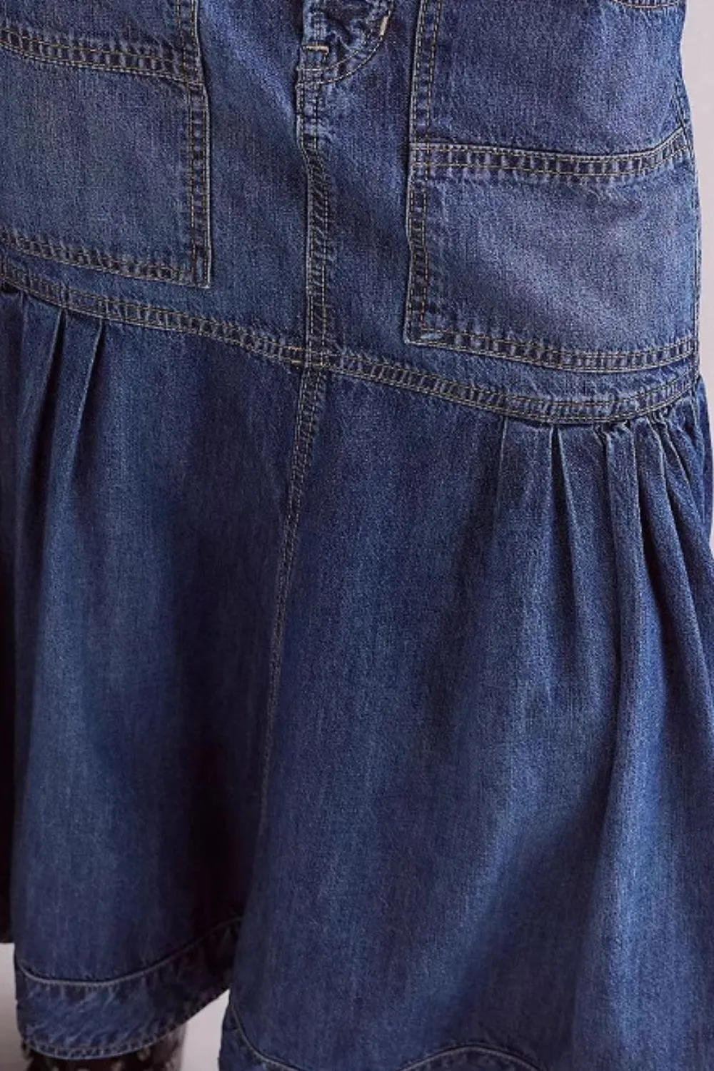 Denim Pocket Midi Skirt