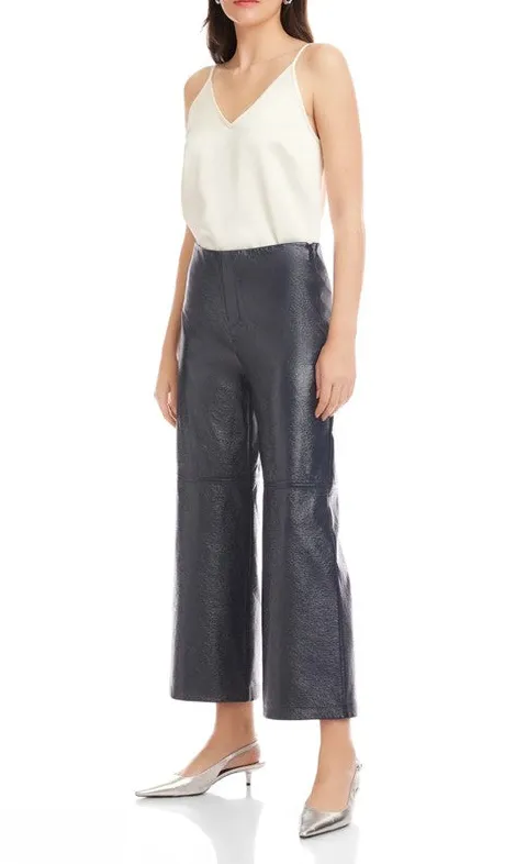 Faux Patent Leather Cropped Pants