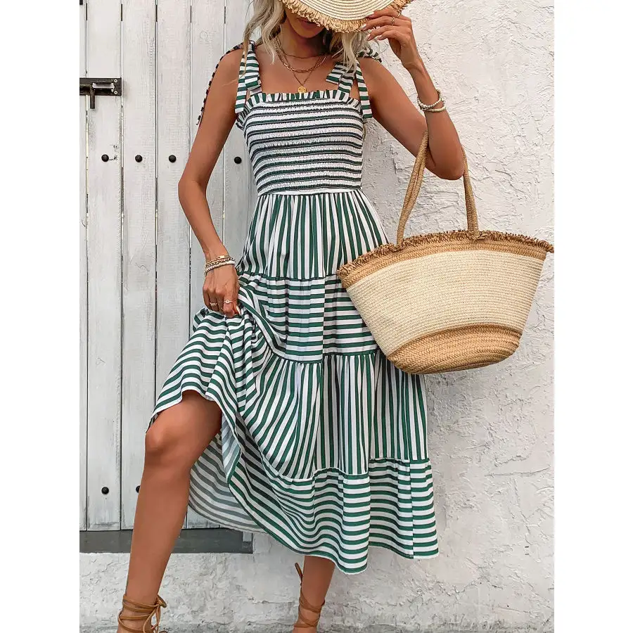 Everyday Smocked Square Neck Midi Dress