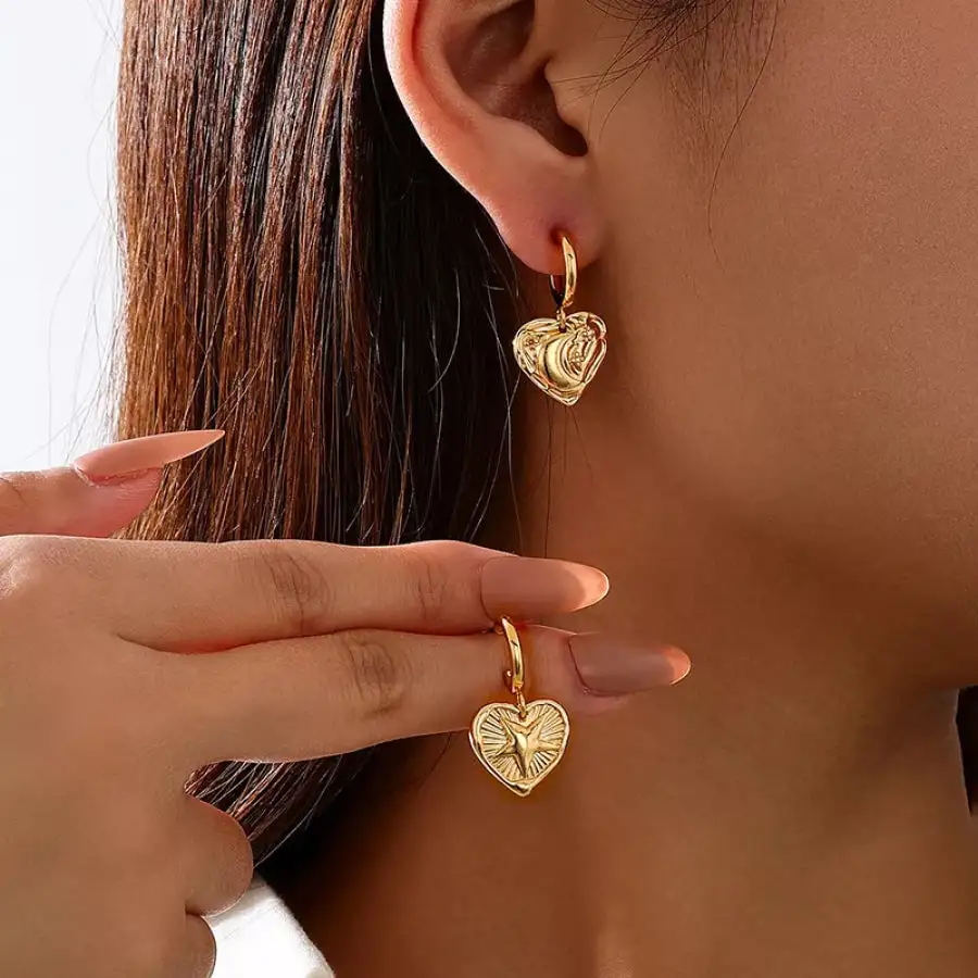 K Gold Plated Heart Earrings