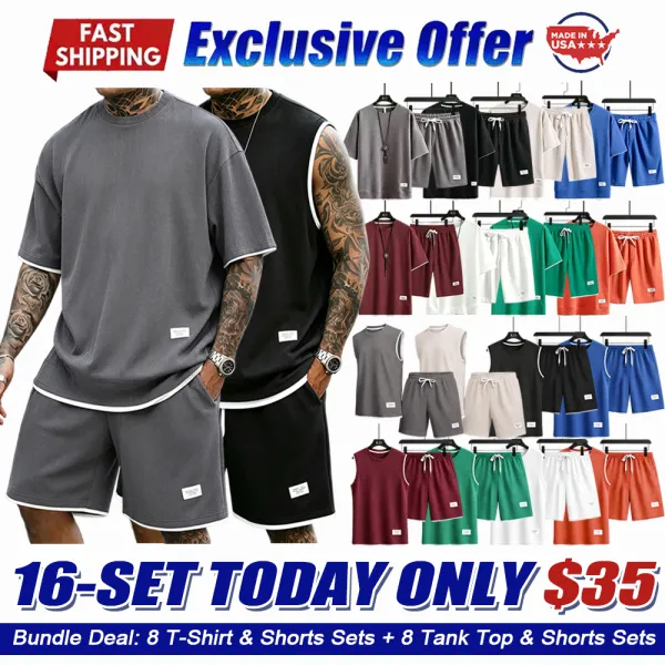 Men's Short-Sleeve T-Shirt & Drawstring Short Set Tank Top & Short 2-Piece Set