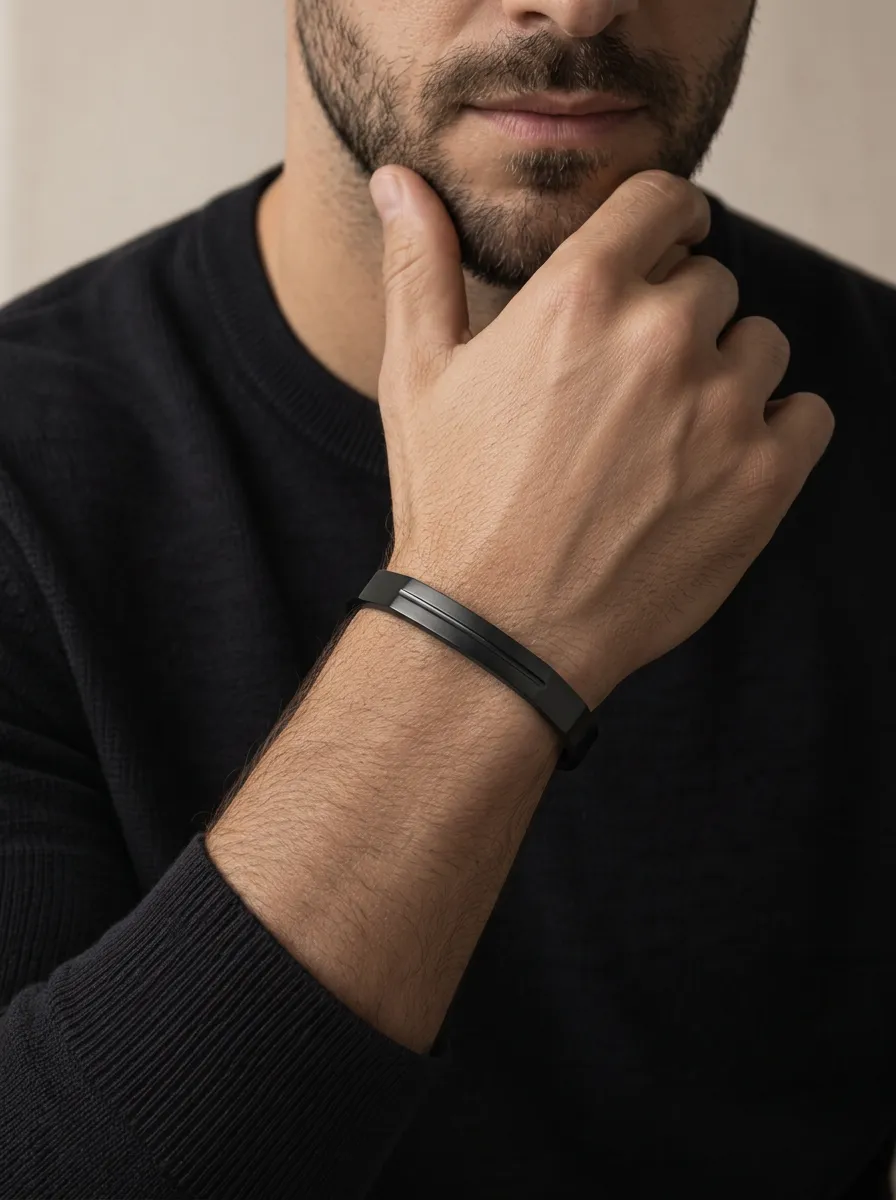 Men's Streamlined Stainless Steel Cuff Bracelet