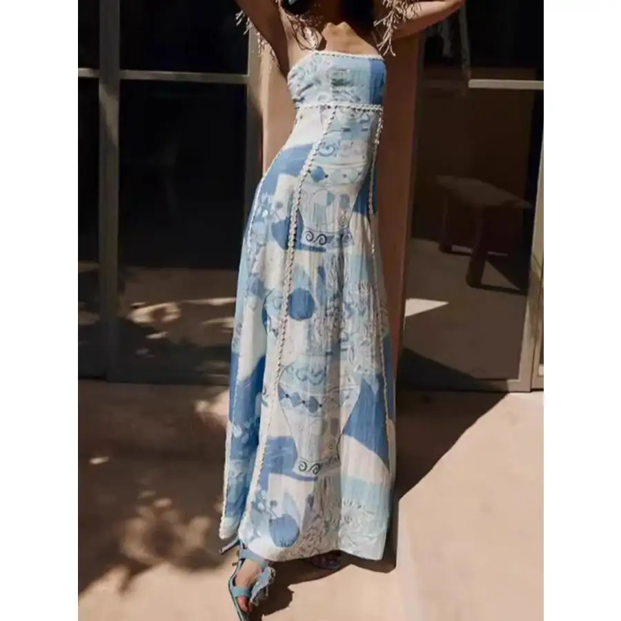 Classic Printed Square Neck Cami Maxi Dress