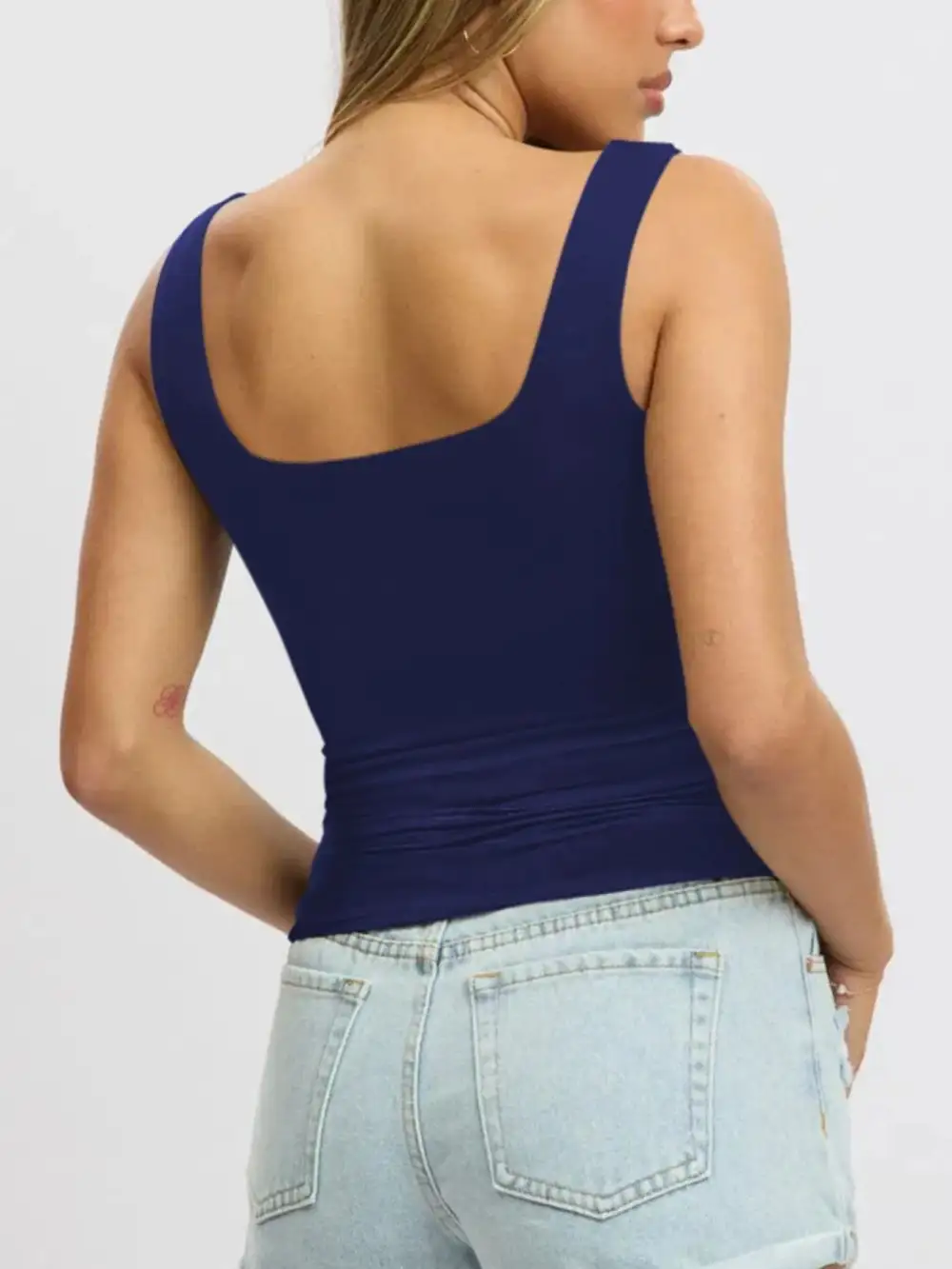 Refined Square-Neck Wide-Strap  Tank Top