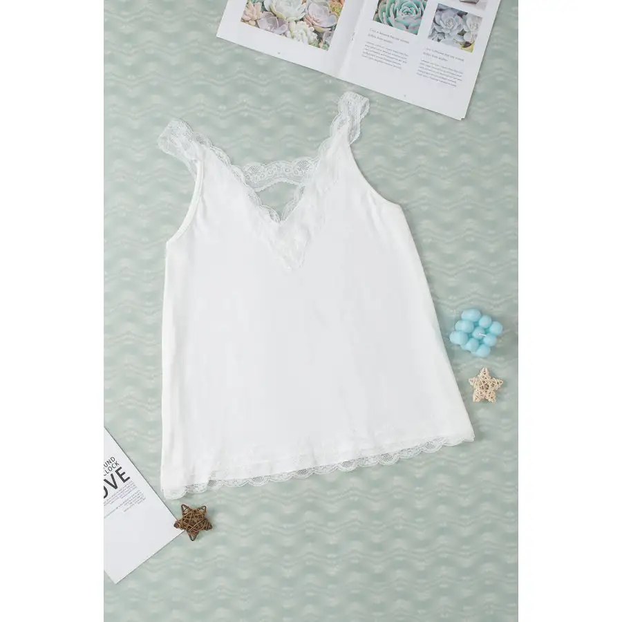 Cozy Lace Detail V Neck Tank