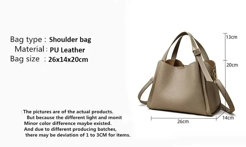 Minimalist Taupe Pebbled Leather Tote Bag