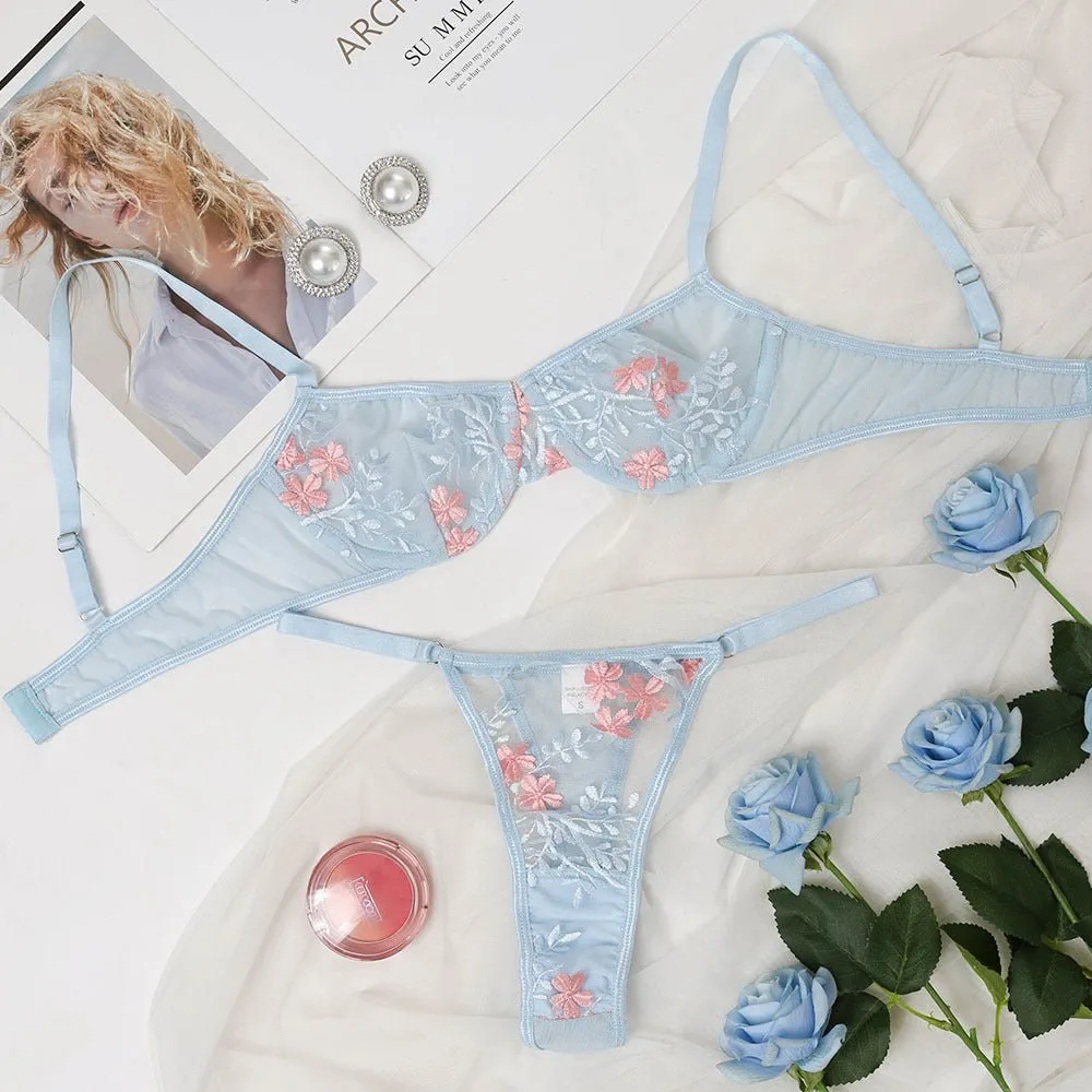Airy Printed Mesh Coordinated Lingerie Set