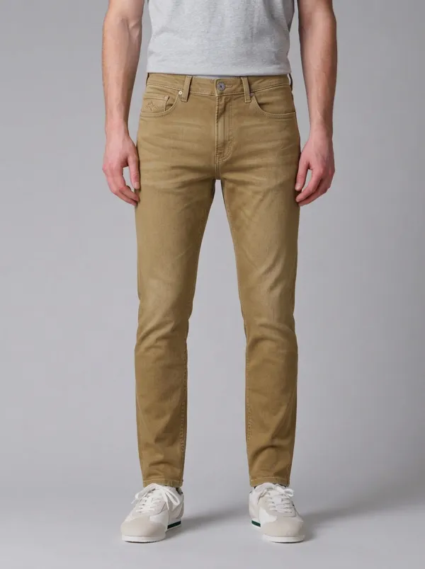 Men's Casual Minimalist Emblem Embroidered Stretch Jeans