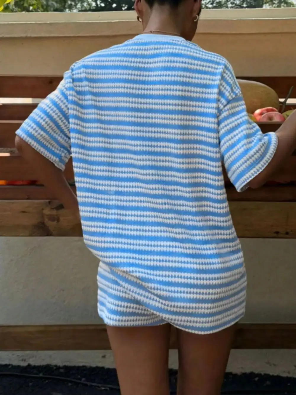 Relaxed Striped Short Sleeve Top and Shorts Set