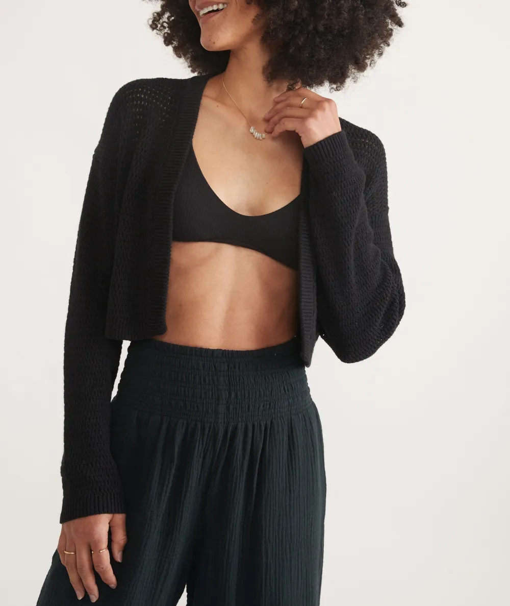 Short Knit Cardigan with Open Front