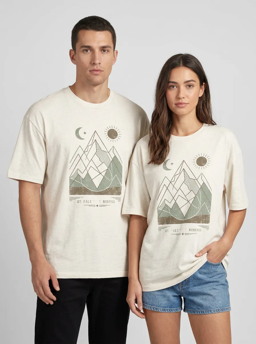 Unisex Mountain Nature Sun Moon T-Shirt