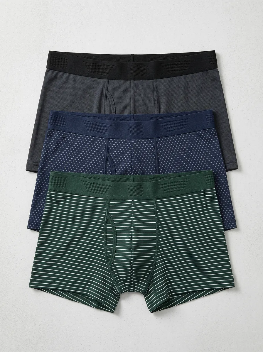 Men's Geometric and Striped Pattern Printed Boxer Briefs