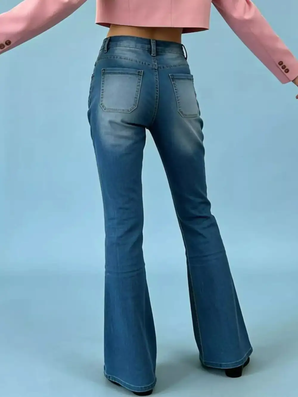 High-Waisted Button-Fly Flare Jeans