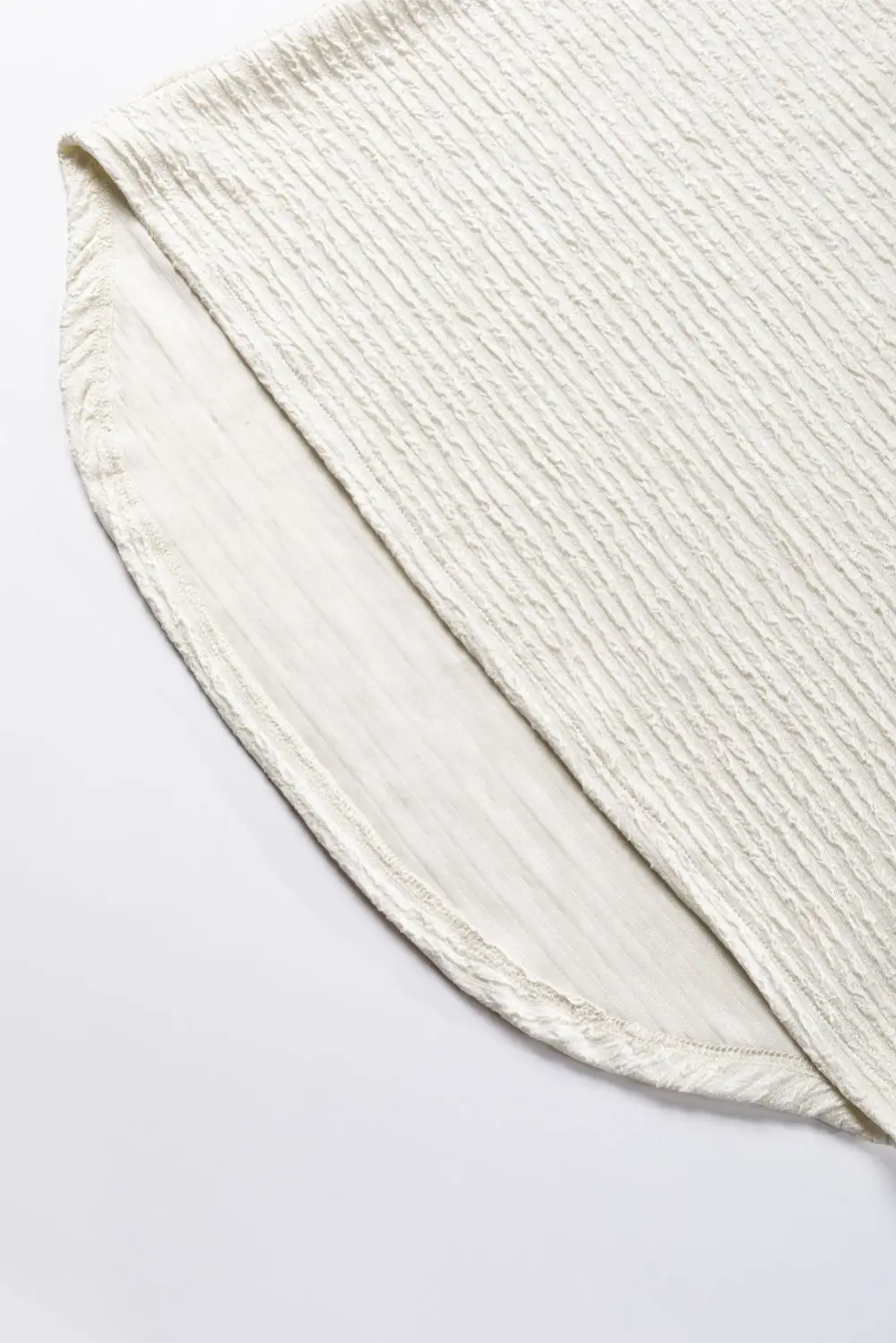 Pale Khaki Textured Wide Sleeve