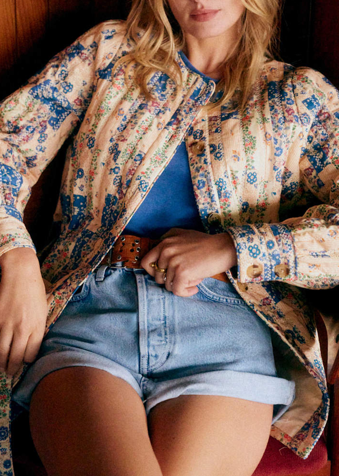 Quilted Printed Long-Sleeved Jacket