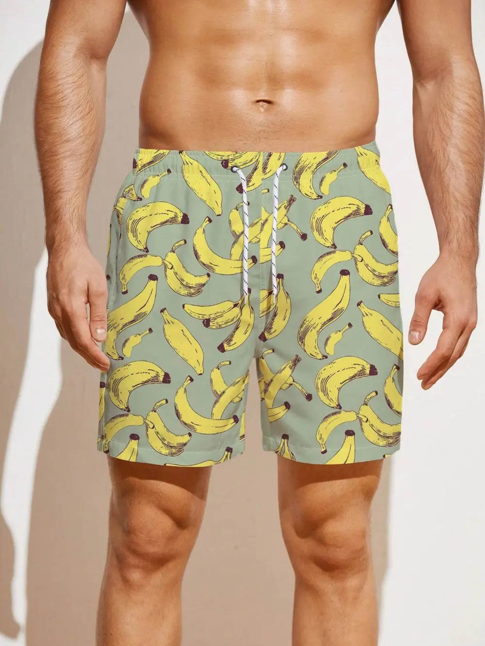 Men's Allover Banana Print Beach Shorts