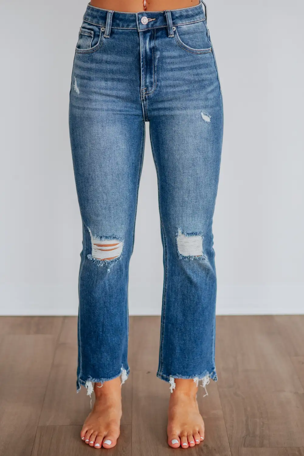 Women's High Rise Straight Leg Cropped Jeans