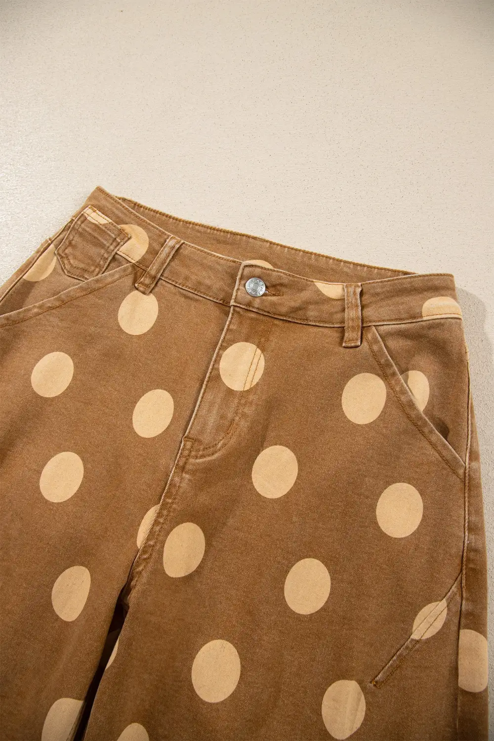 Women's Polka Dot Ankle Length Jeans With Metal Buttons
