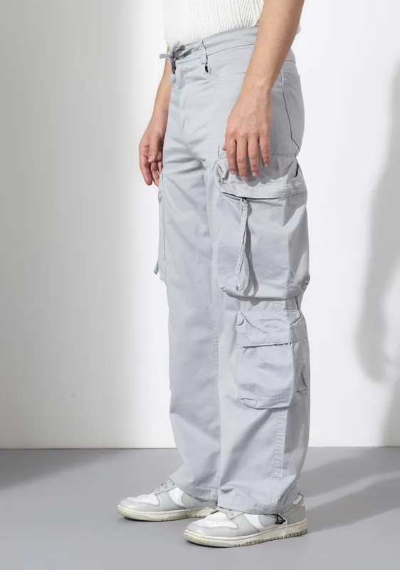 Light Grey Multi Pocket Cargo Pants