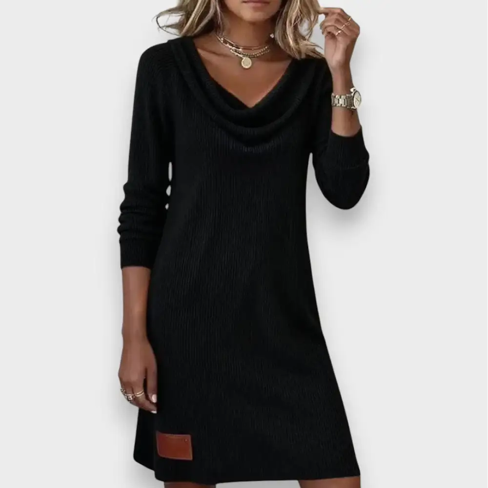 Refined Knit Detail Relaxed Casual Dress