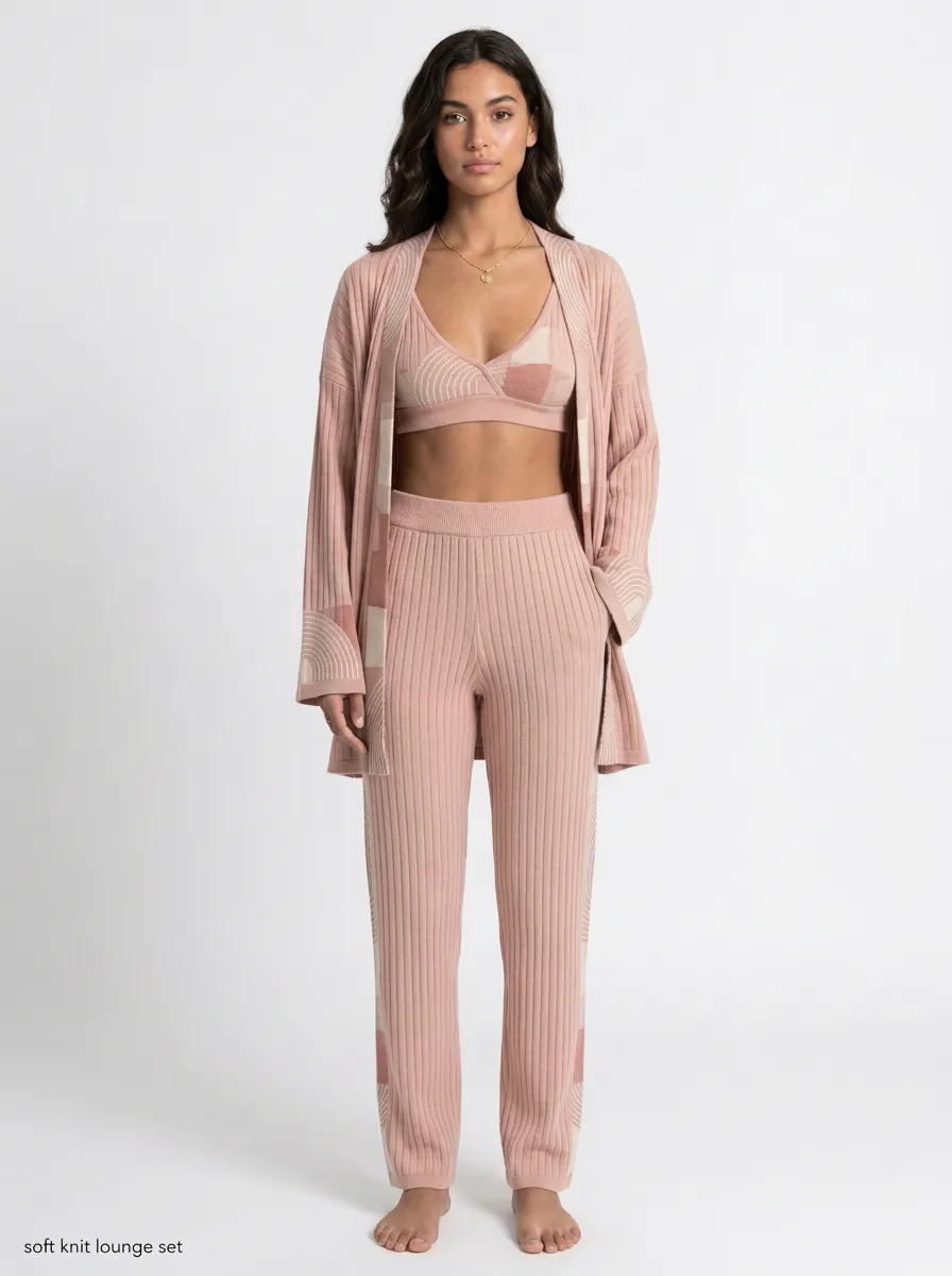 Geometric Cardigan Lounge Set