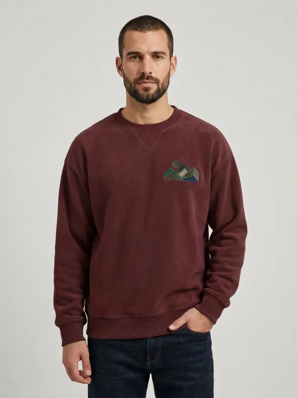 Men's Charcoal Outdoor Mountain Landscape Fleece Sweatshirt