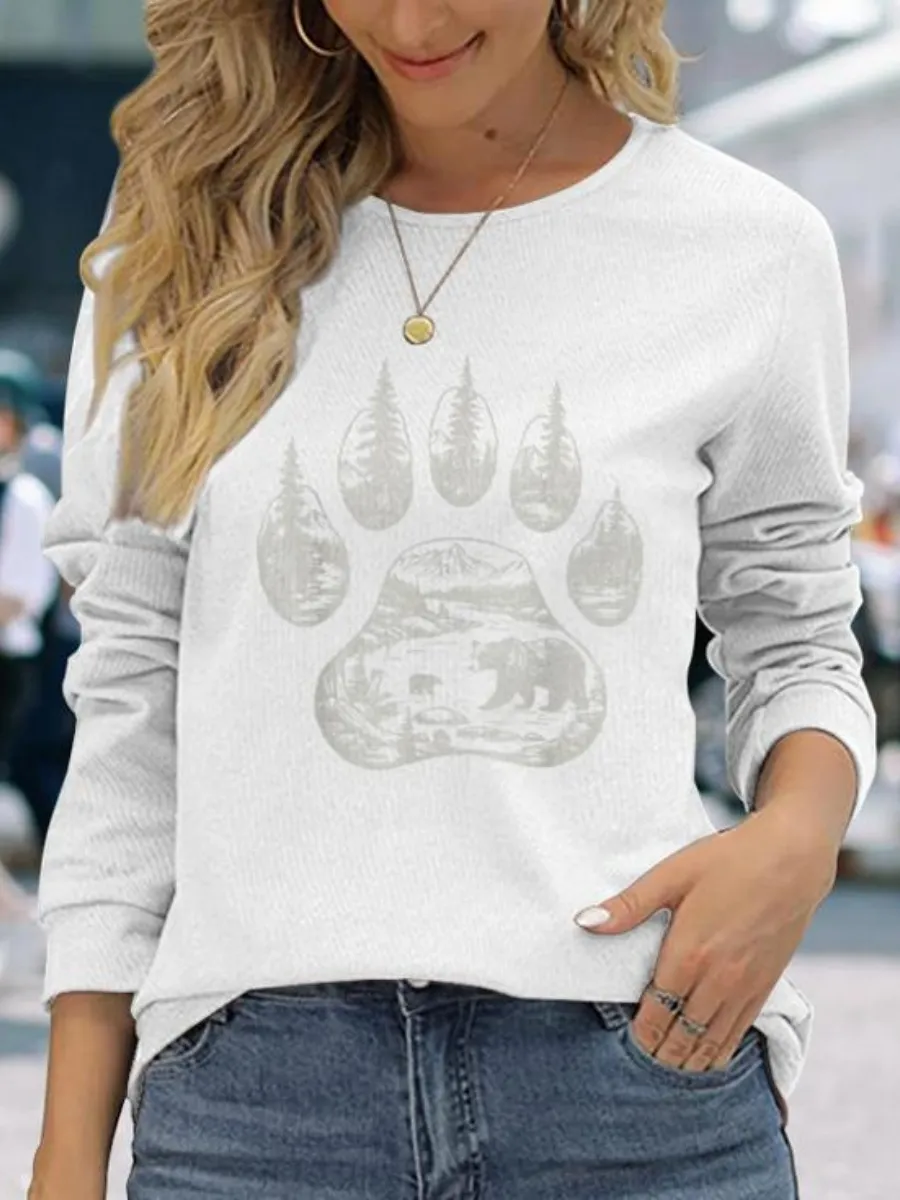Bear Paw Forest Nature Printed T-Shirt