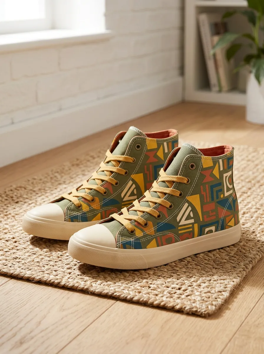 Women's Refined Geometric Pattern Patterned Canvas Shoes