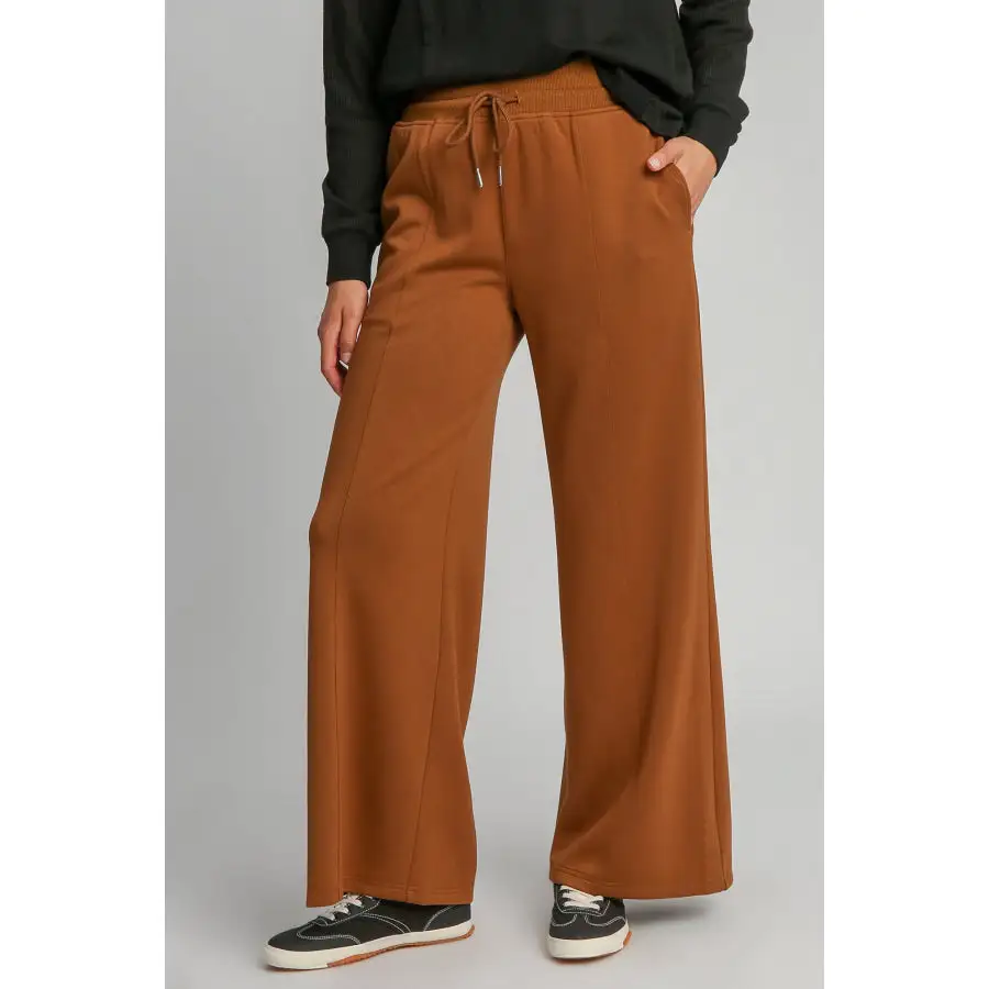 Easy Drawstring Wide Leg Pants with Pockets