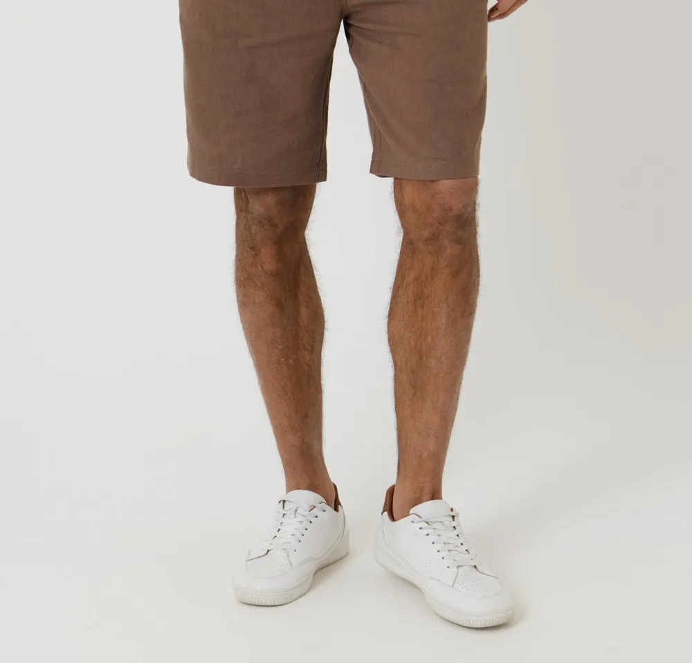 Men's Brown Linen Blend Shorts