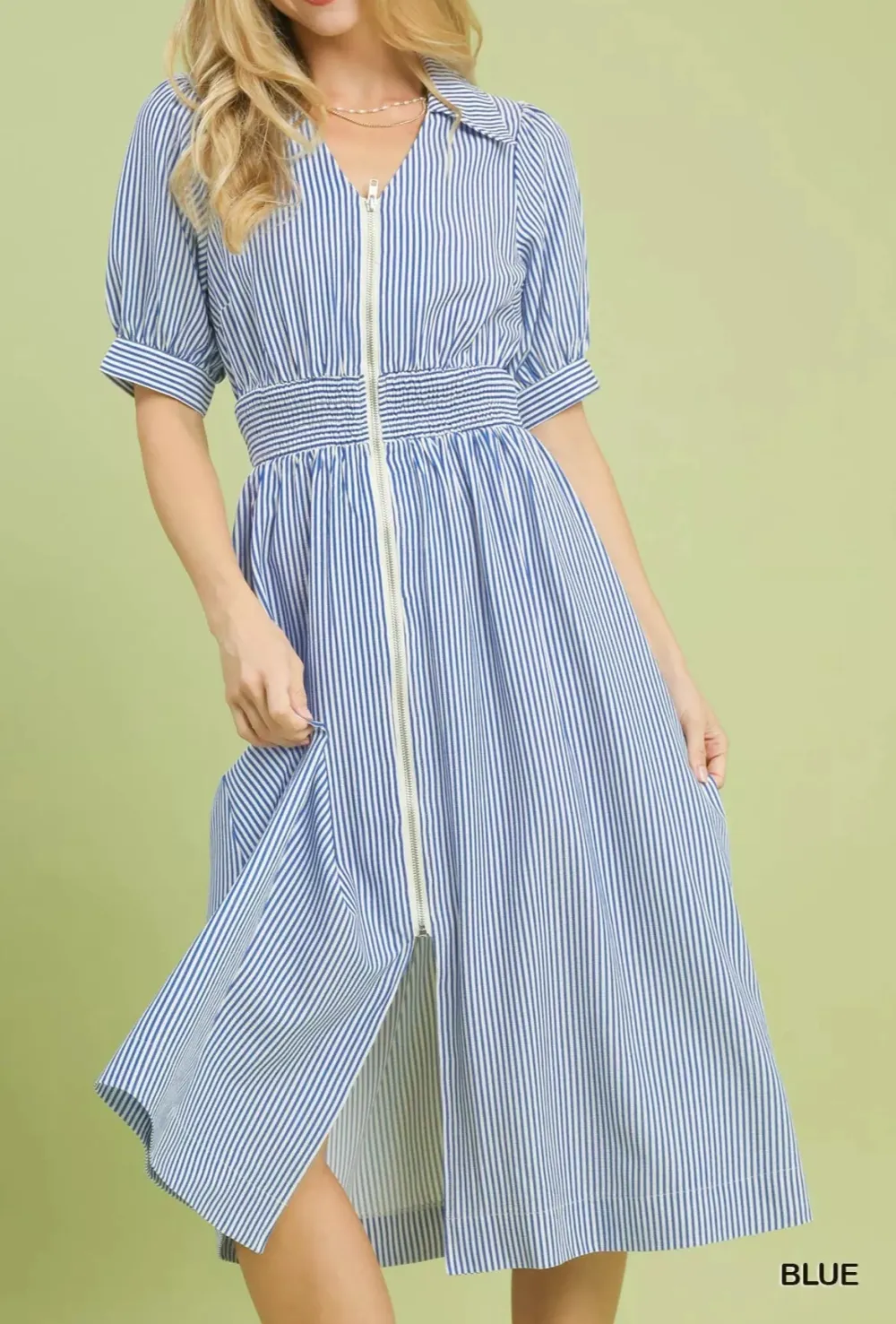 Midi Midi Dress with Front Zipper