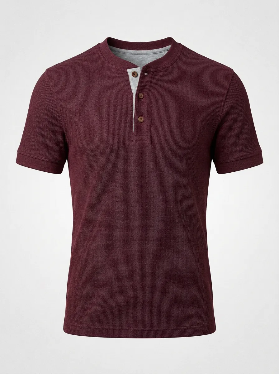 Refined Textured Men's Short-Sleeve Henley Shirt