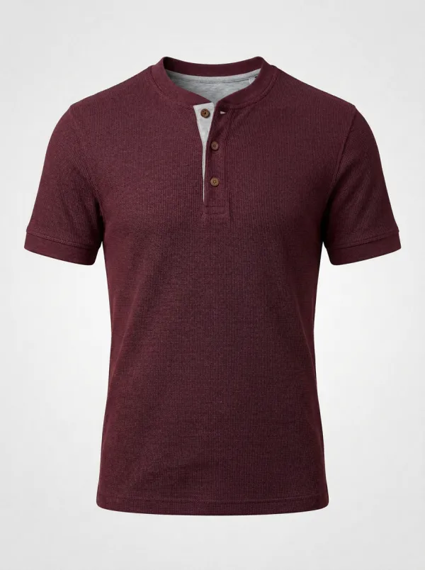 Refined Textured Men's Short-Sleeve Henley Shirt