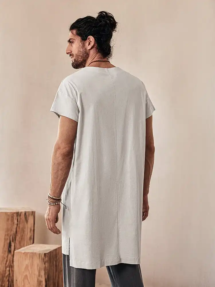 Soft Linen Blend Long Top Shirt