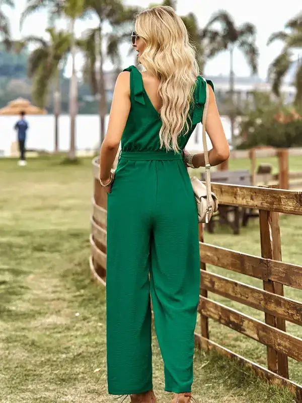 Woven Commuting Waist Slimming Sleeveless Jumpsuit