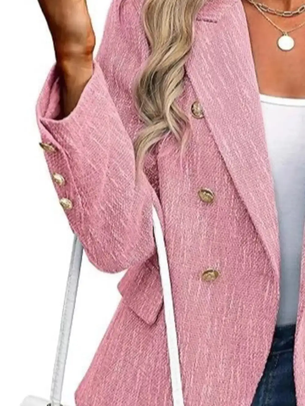 Double Breasted Lapel Collar Blazer