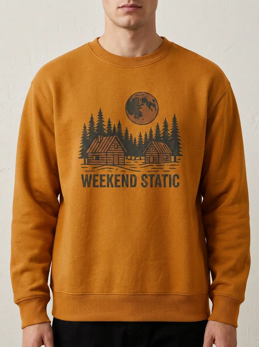 Men's Nature Lover Cabin Moon Forest Printed Sweatshirt