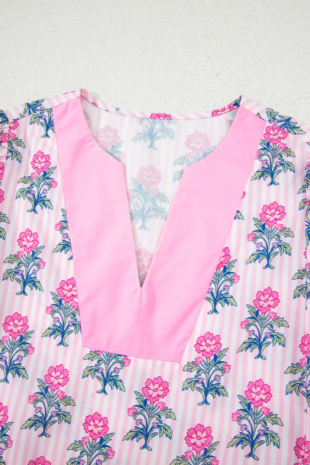 Everyday Striped Floral Ruffled Blouse