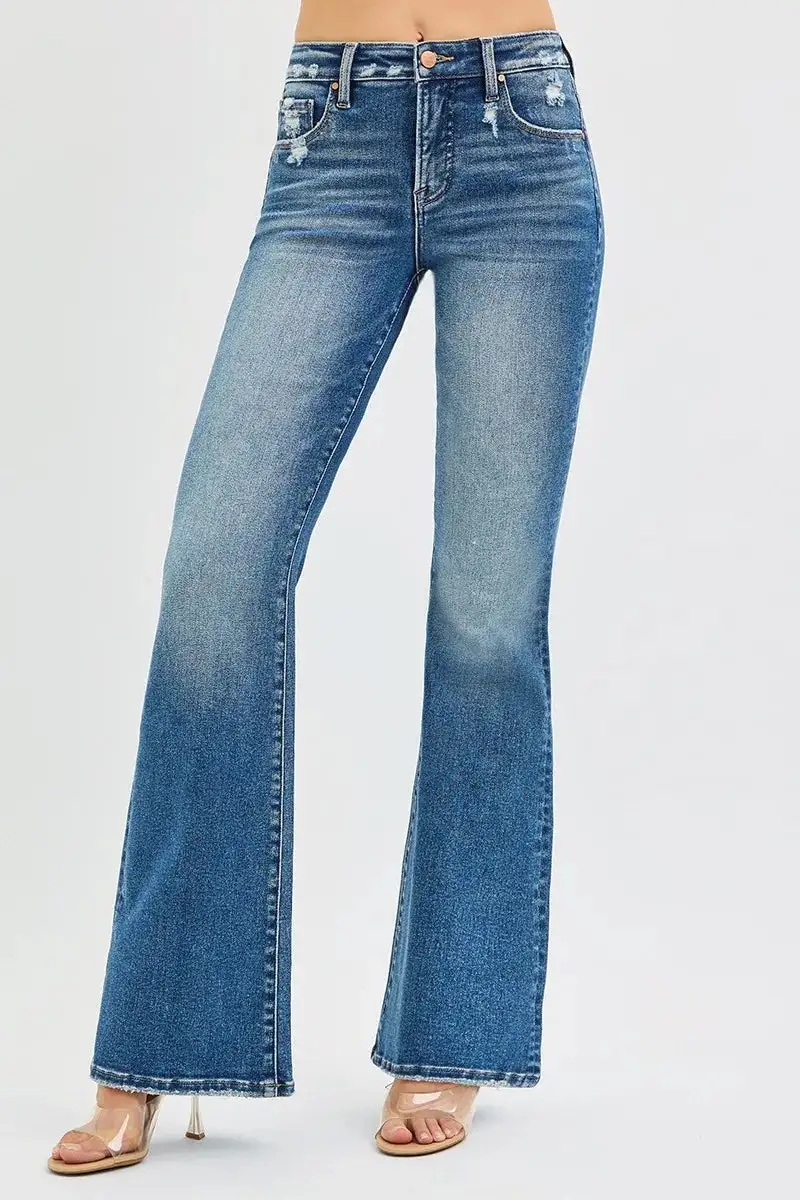 Clean High Waist Flare Leg Denim Jeans