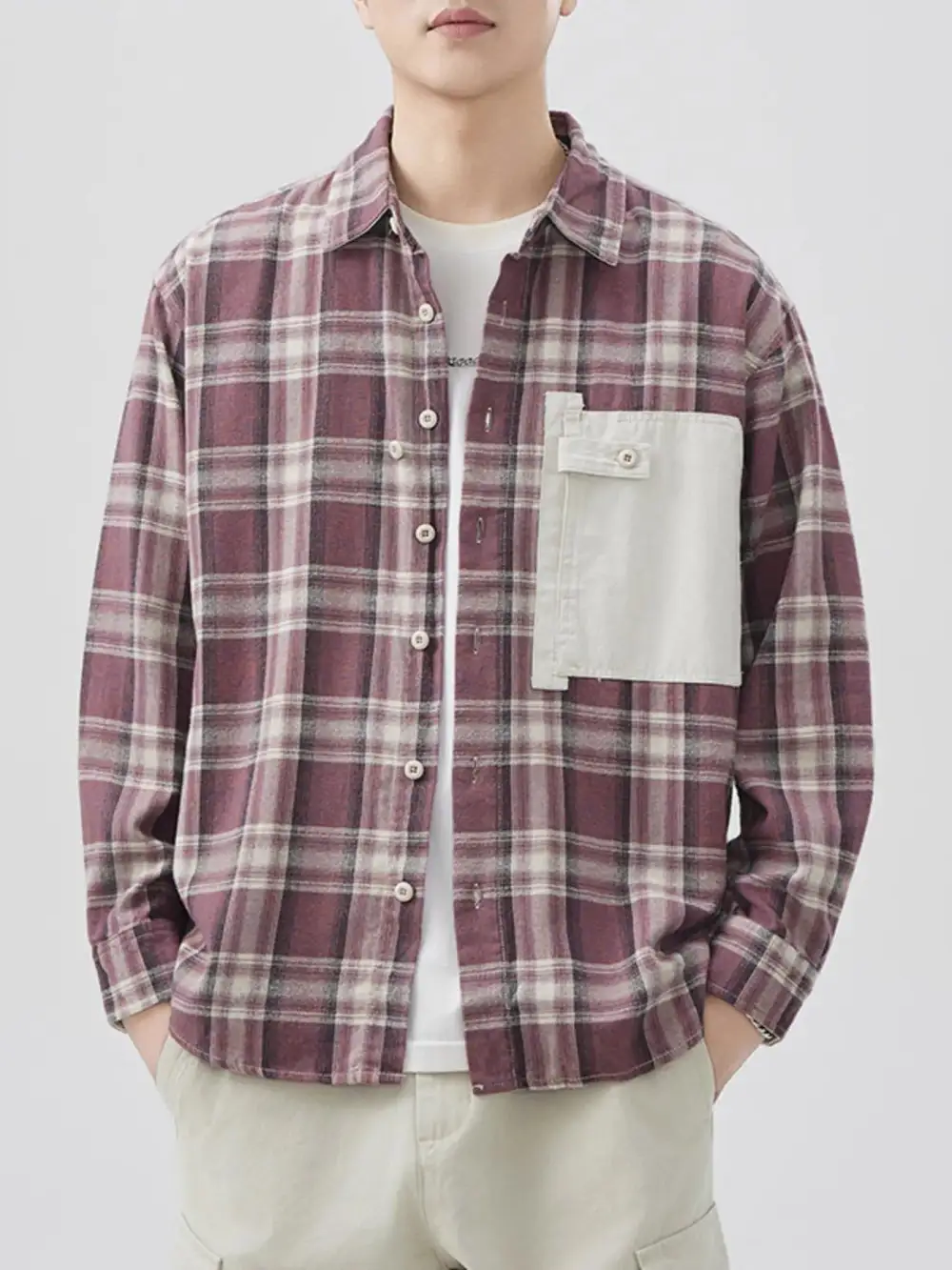 Button Down Plaid Contrast Shirt