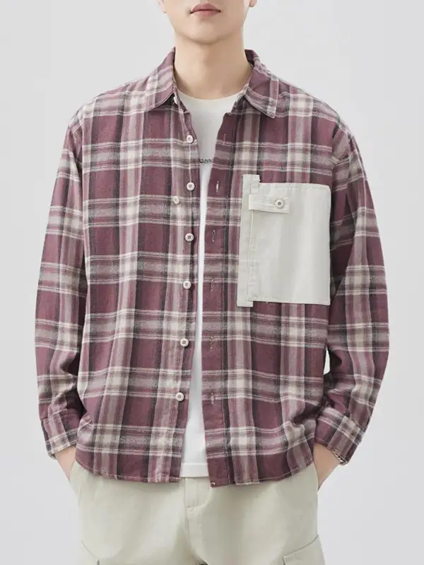Button Down Plaid Contrast Shirt